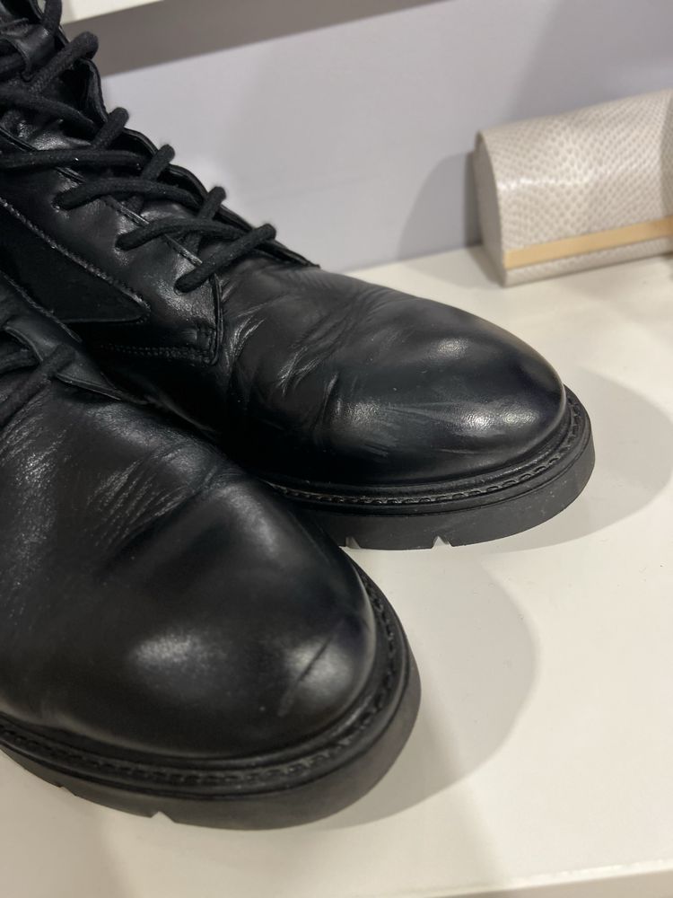 Aeronautica Militare trapery kozaki botki buty zimowe czarne militarne