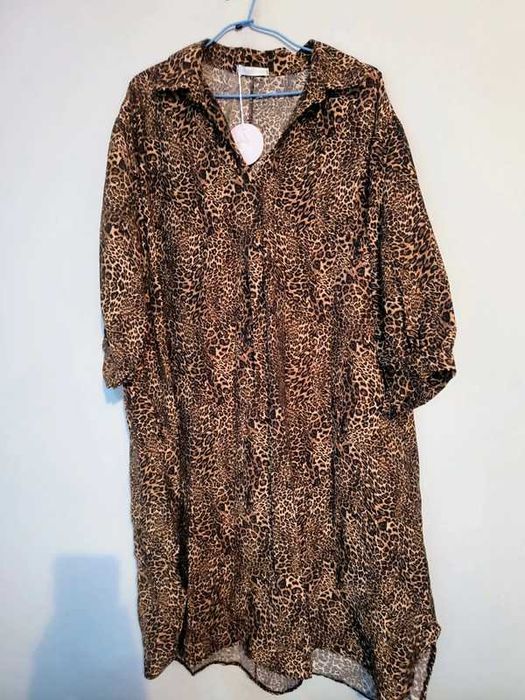 Nowa włoska sukienka panterka 5xl 100%wiskoza