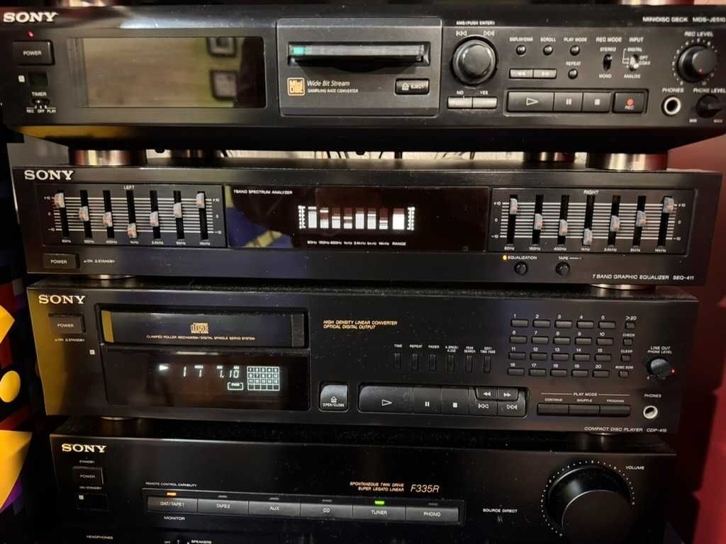 Wieża SONY, Magnetofony, CD,Korektor, Minidisc, tuner,wzmacniacz