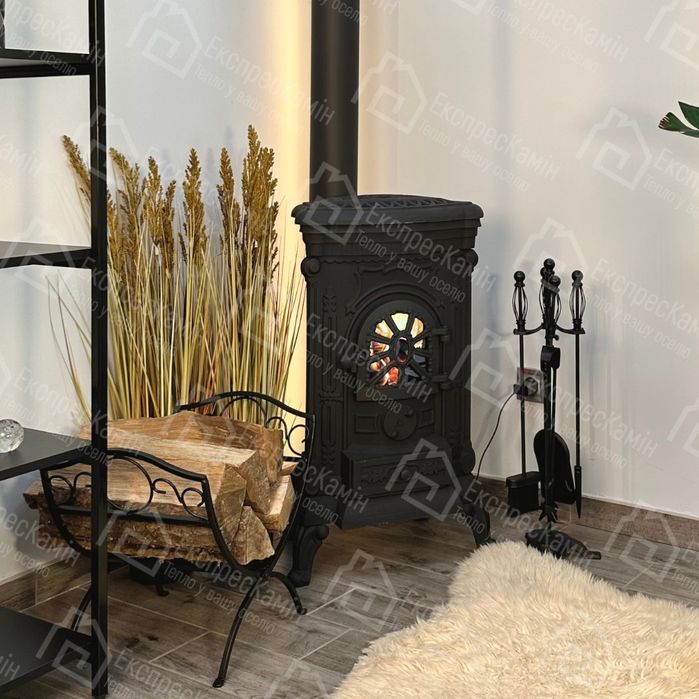 Чавунна піч камін буржуйка Eurokom Ingrid 9 КВт подвійна стінка