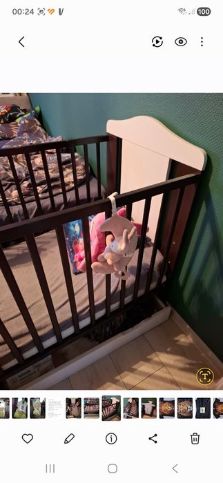 Łóżeczko niemowlęce brazowo-biale