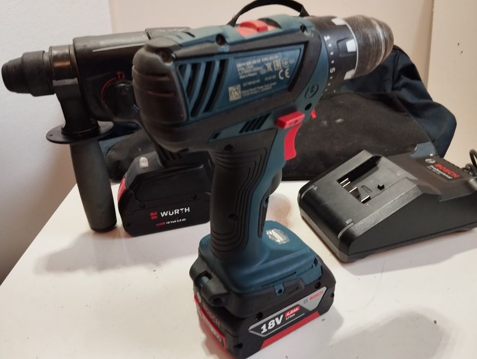 Zestaw akumulatorowy BOSCH WURTH młotowiertarka i wkrętarka 18 v