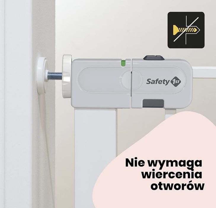 Bramka Schodowa Instalowana na Wcisk, 73–80 cm, bez wiercenia, biała