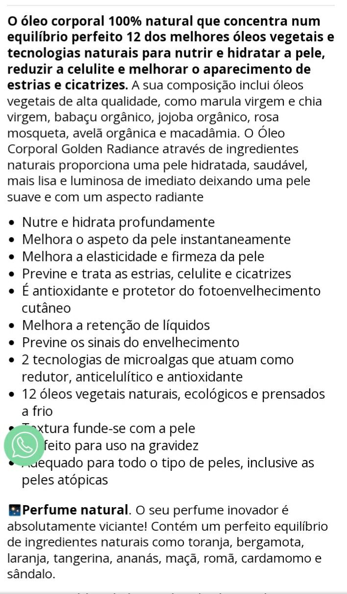 Oleo de corpo freshly nutre, reafirma e trata esterias