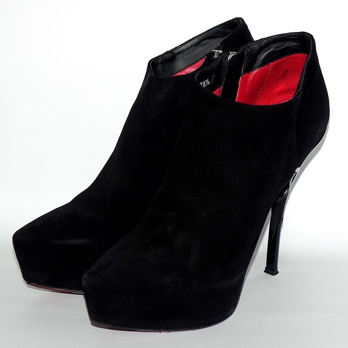 Cesare Paciotti Италия ботильоны на шпильке р.38,5 женские туфли замша