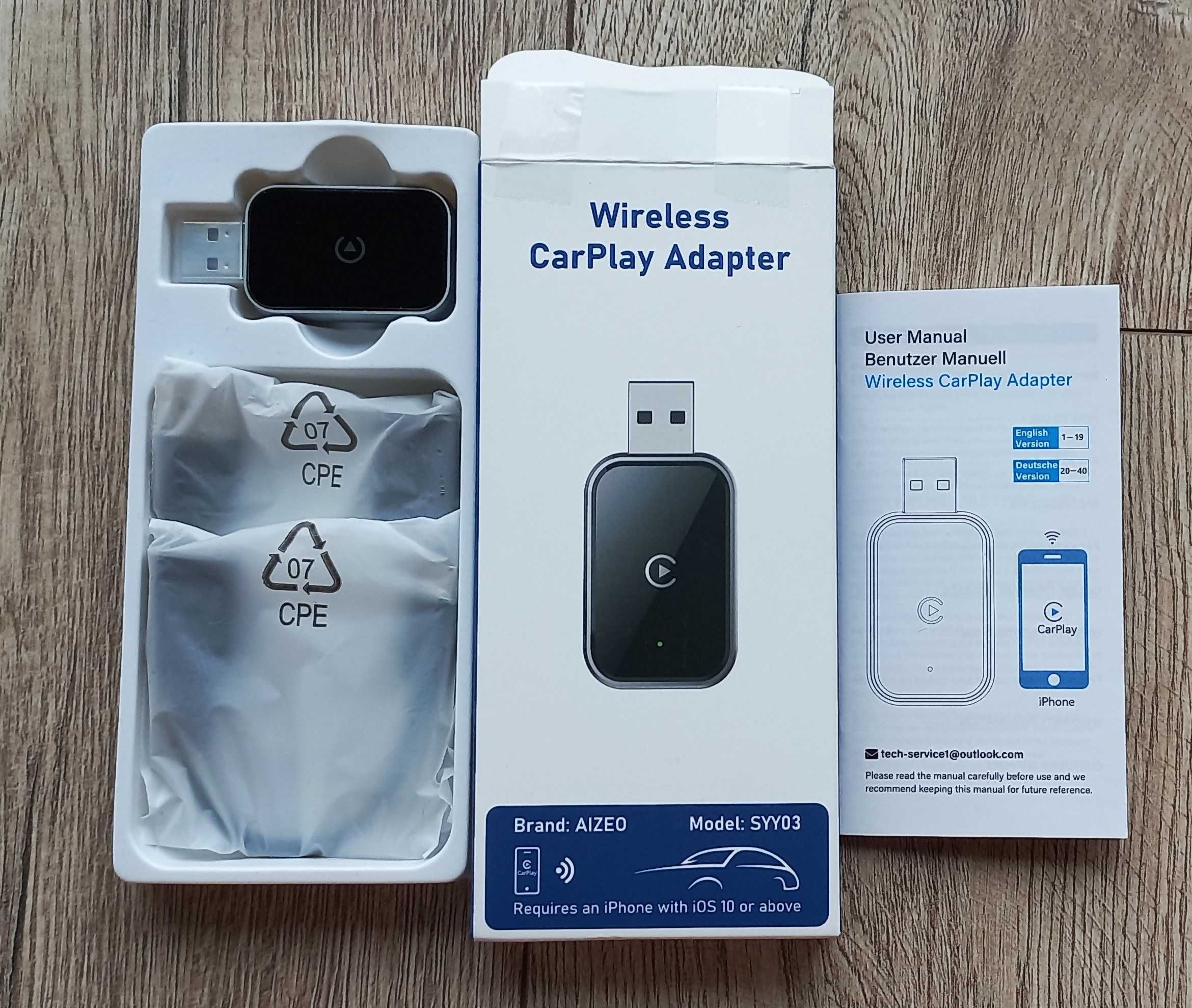 NOWY adapter bezprzewodowy CarPlay AIZEO SYY03 Bluetooth USB