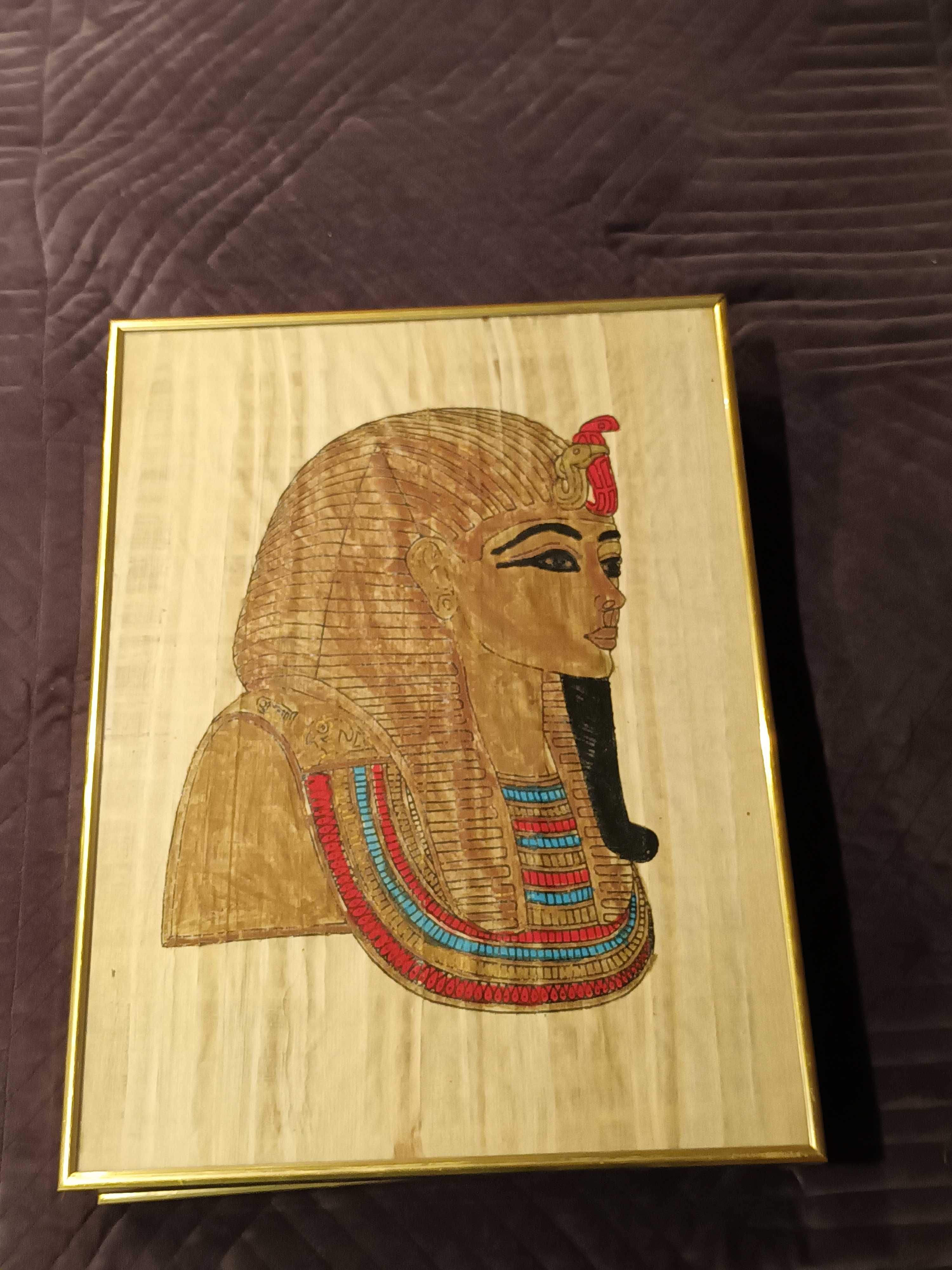 Papirusy 6 szt. ręcznie malowane z Egiptu w antyramie