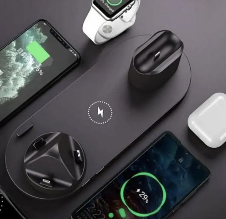 Бездротова зарядка Док-станція 6в1 для телефонів iPhone, Samsung і ТД.