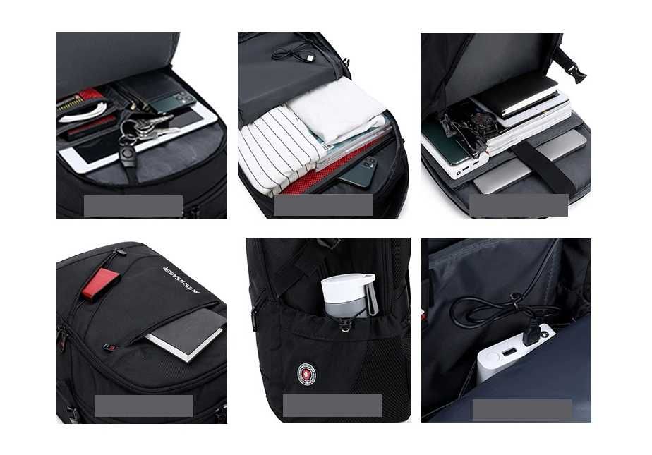 Wodoodporny funkcjonalny plecak na laptopa/tablet z portem USB