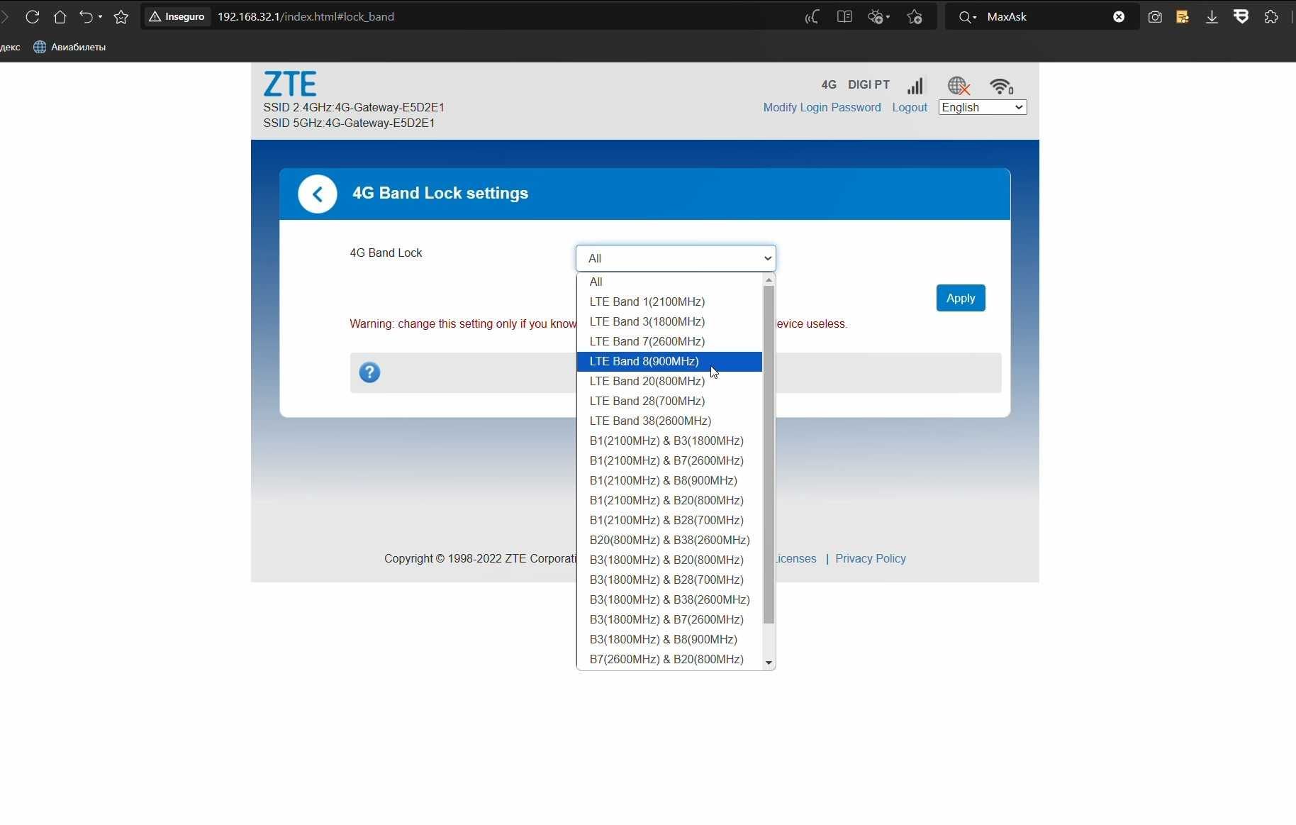 ZTE MF286 4G+ 300mbts Wi-Fi Router Livre
