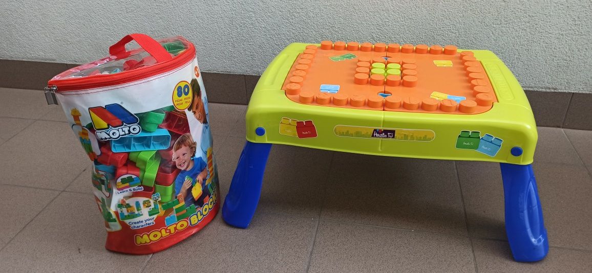 Klocki MOLTO 80 sztuk plus składany stolik do klocków MOLTO