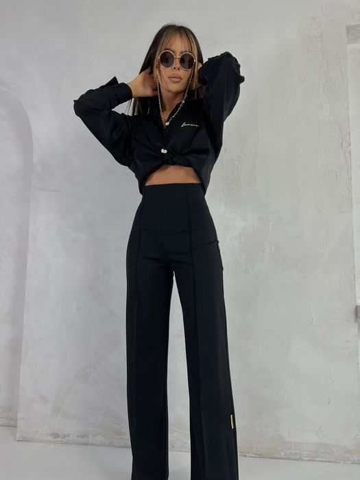 Szerokie spodnie FOREVER La Manuel czarne XS