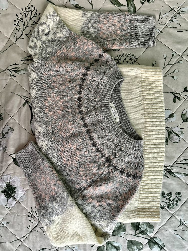 H&M, nowy gruby sweter, wzorzysty; XS