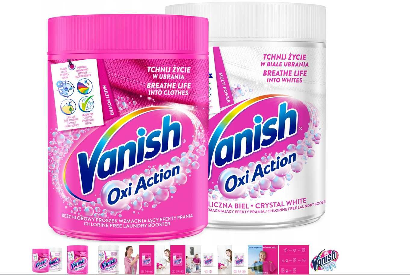 Vanish Oxi Action Odplamiacz tkanin w proszku kolorowe+białe