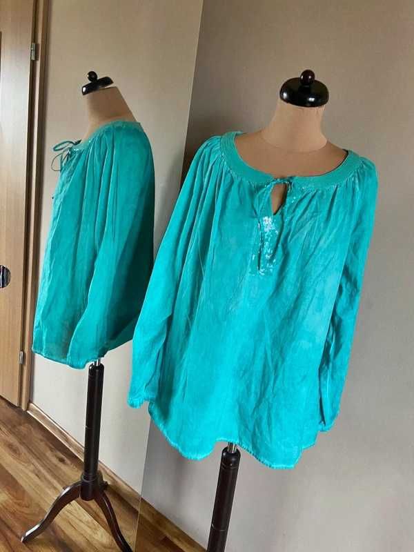 Xxxl c&a morska turkus koszula oversize +size 48 50 wiosna mięta