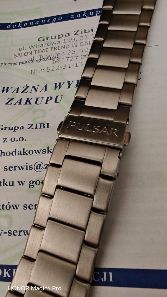 Zegarek męski Pulsar - Gwarancja.