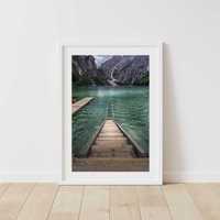 Plakat Alpy! jezioro góry woda lazurowa most! krajobraz skandi loft
