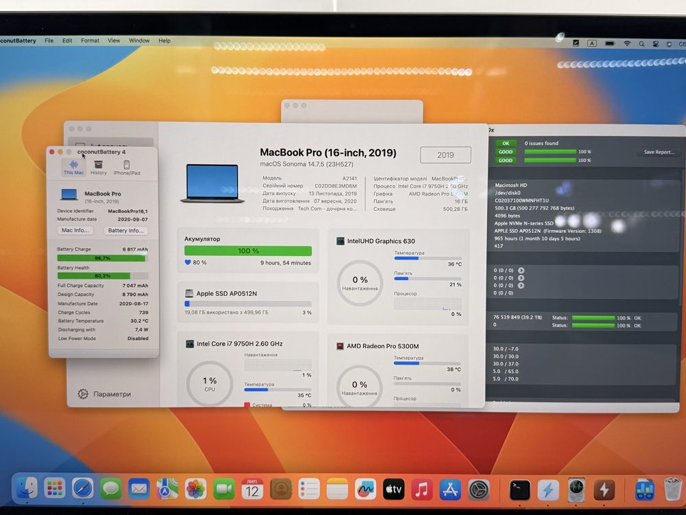 Apple Macbook Pro A2141 16 Mid 2019 (2020) i7-9750H/16GB /512GB /5300M