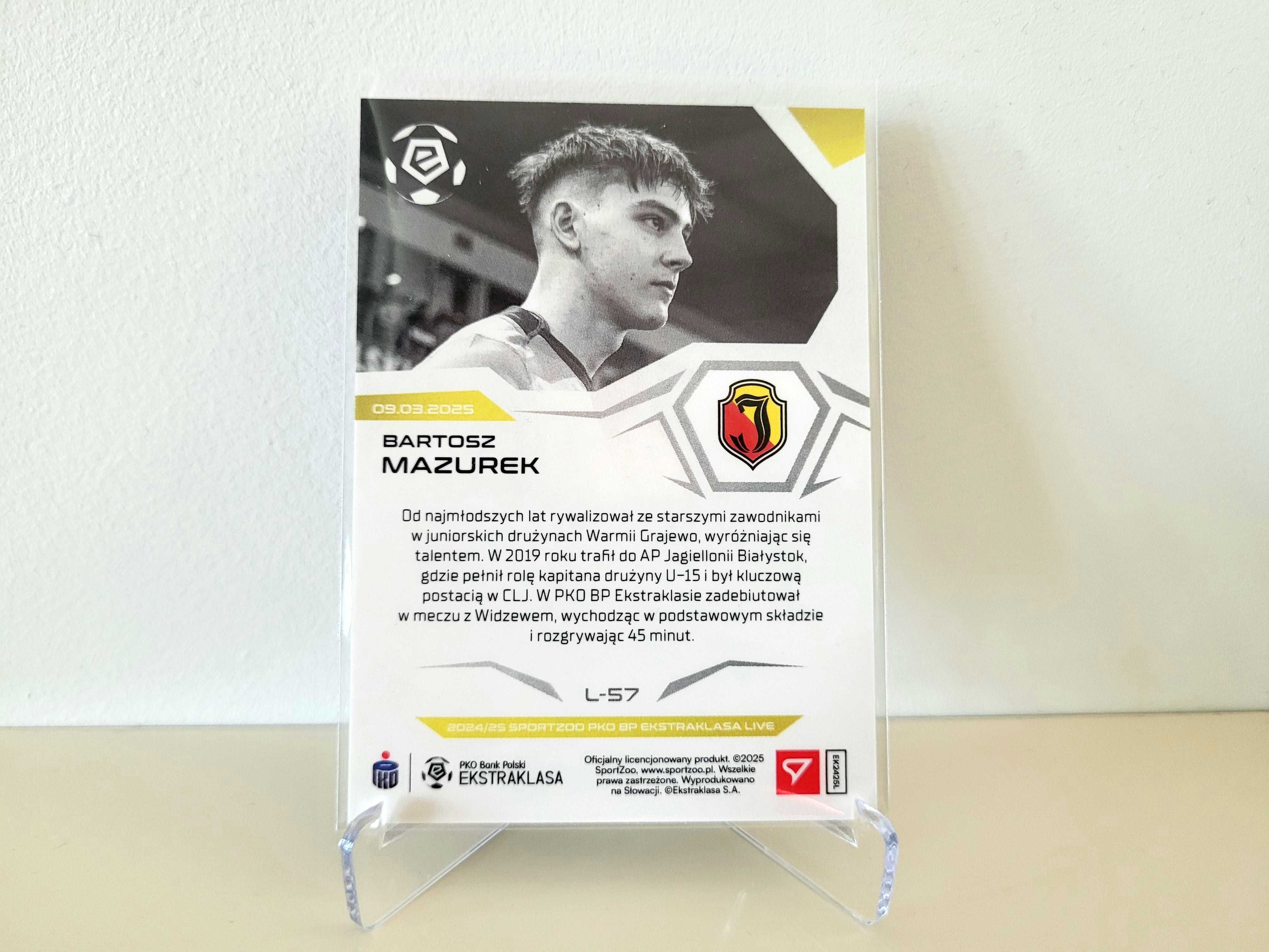 Karta L-57 Bartosz Mazurek Jagiellonia Ekstraklasa 2024/25 LIVE 07/68