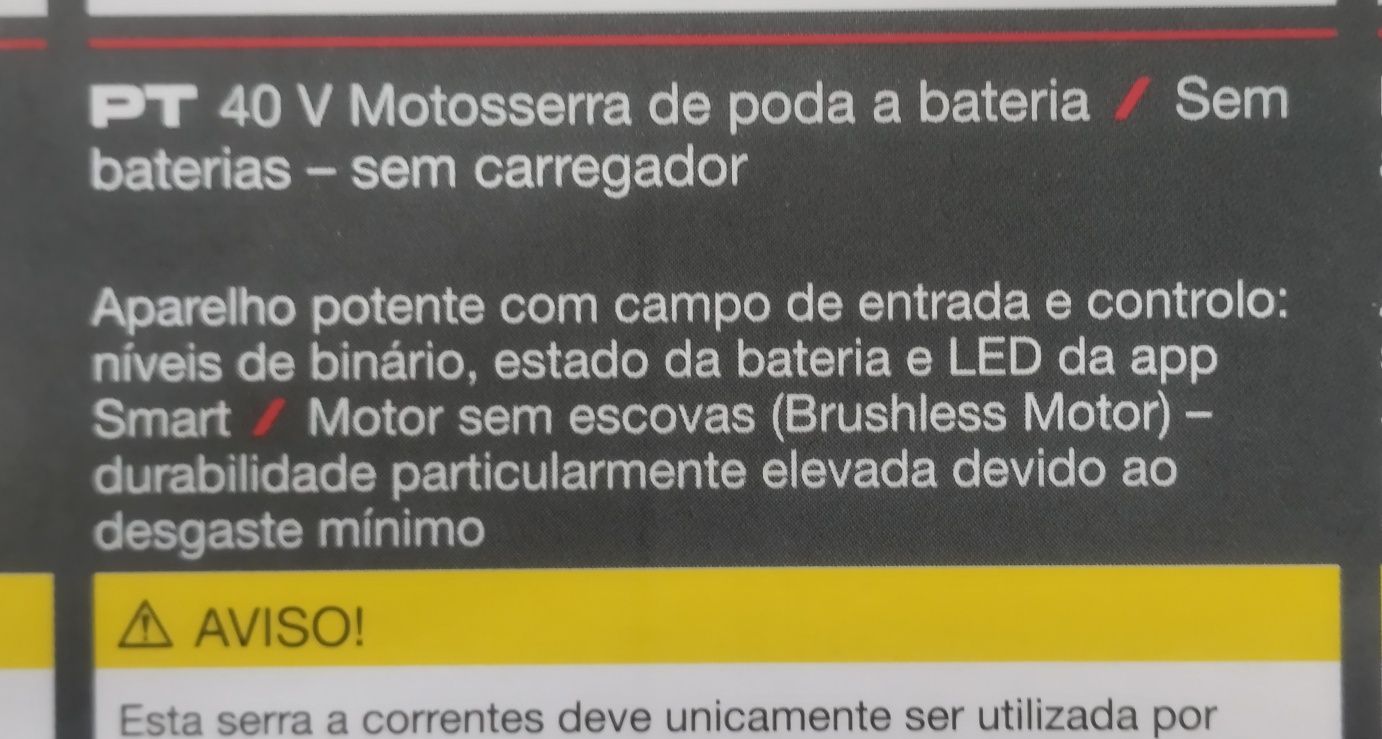 Motoserra de poda a bateria Parkside Performance 40V