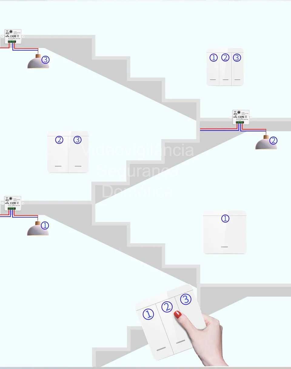 Interruptor de luz‼️Sem fios‼️De 3 teclas‼️RF 433MHZ