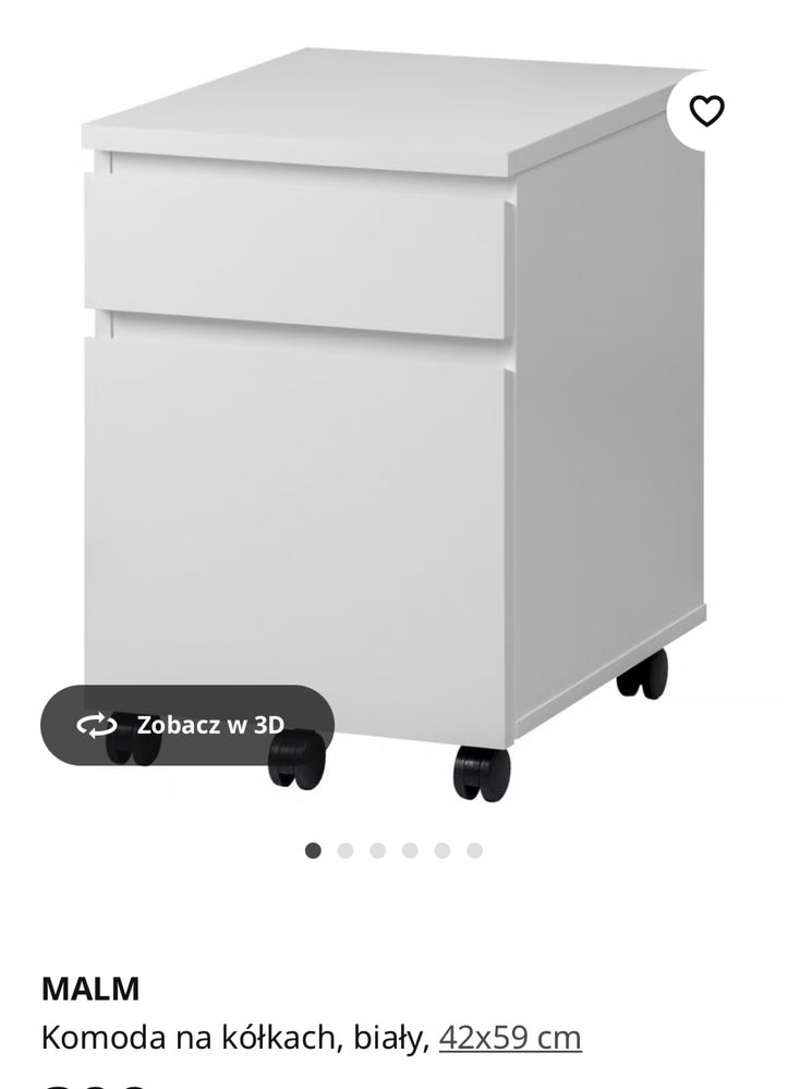 Komplet Ikea, Biurko MALM z wysuwanym panelem plus szafka, biały