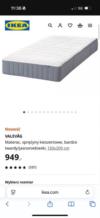 Materace dwa 120 Velvag śr. twardy