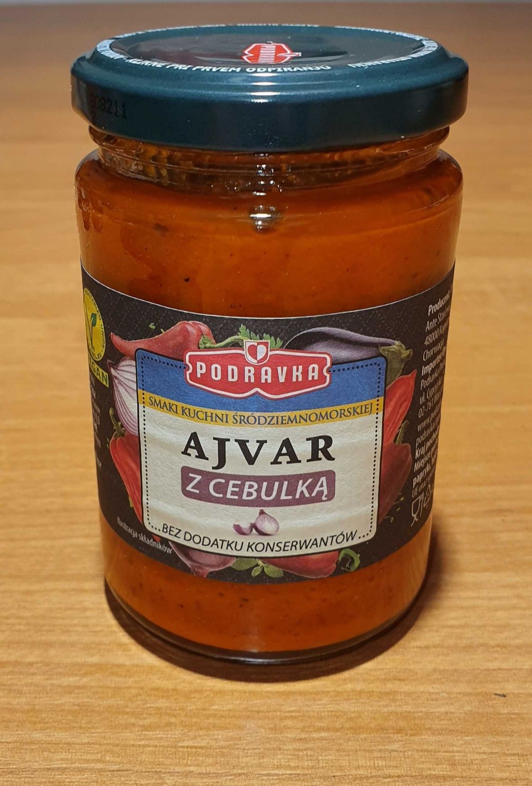 12x AJVAR z cebulką 195g, PODRAVKA, pasta na bazie papryki i bakłażanó