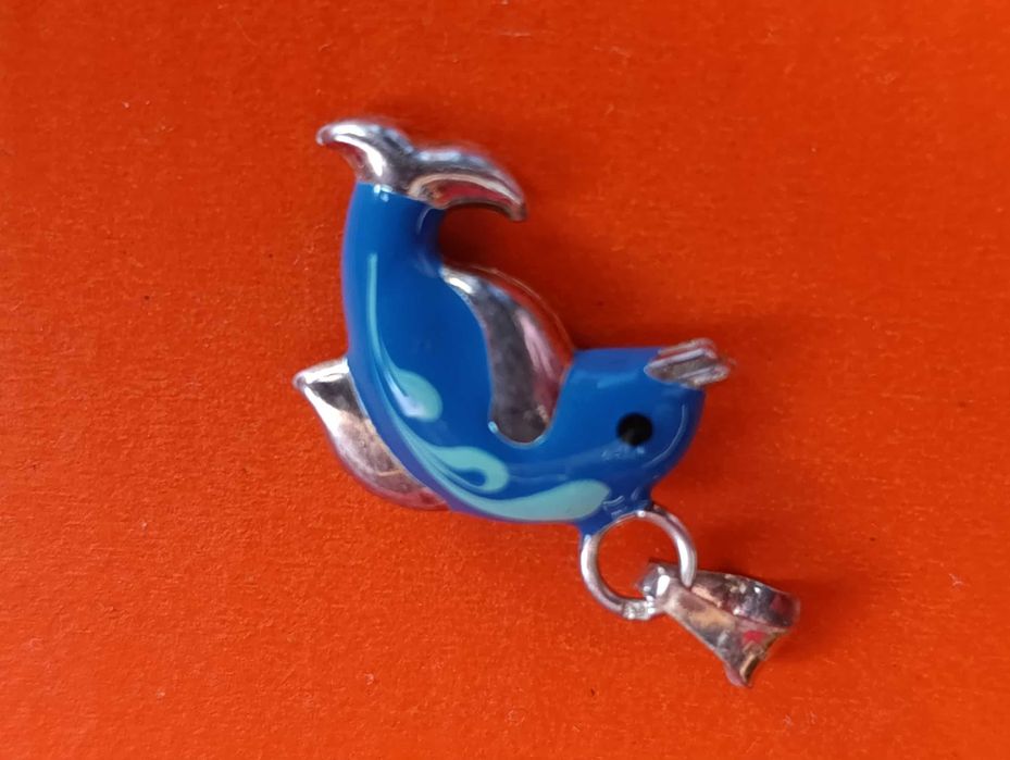 Prata Pendente Golfinho Azul