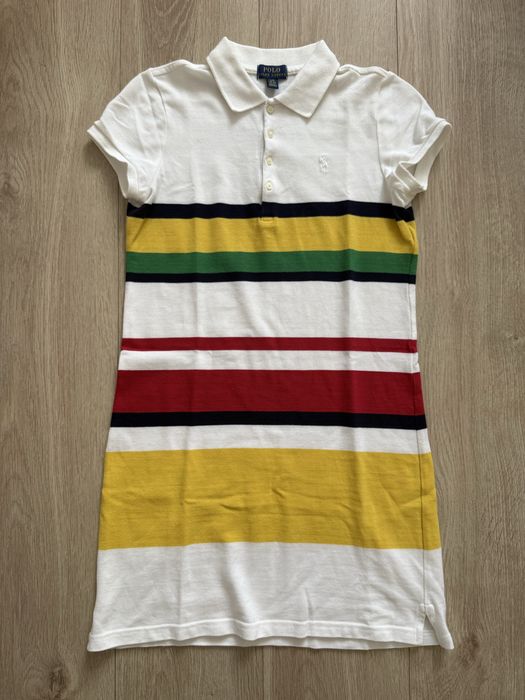 Oryginalna bawełniana biała sukienka POLO Ralph Lauren L XS 34