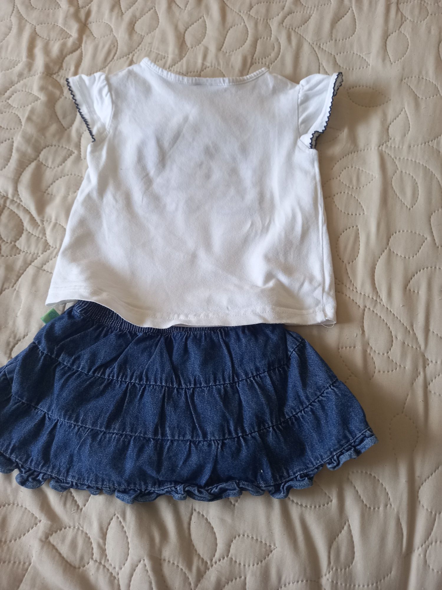 Костюм для дівчинки футболка і спідничка юбка шорти джинс 70-74 9-12м