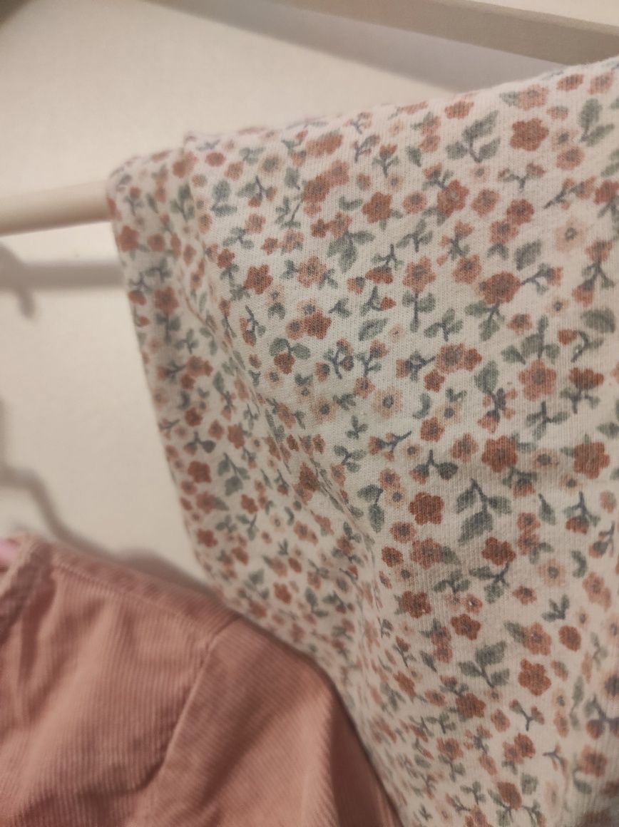 Komplet h&m koszula bluzka pudrowy róż spodnie w kwiatki