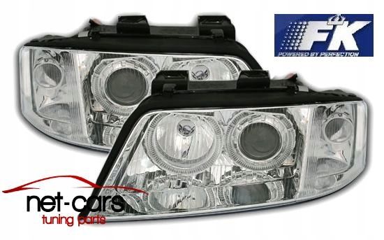 Reflektory Lampy przód AUDI A6 C5 97-01 H7 Angel Eyes chrom