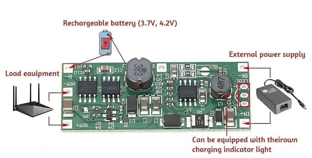 Плата блок безперебійного живлення для роутера DC 12V