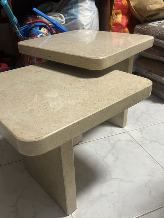 Conjunto mesas apoio marmore