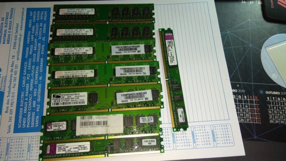 Memorias RAM SDRAM, DDR e DDR2 64M a 1G