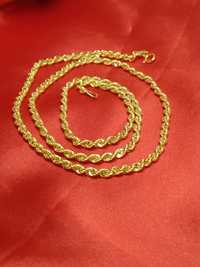 Złoty łańcuszek Kordel, złoto 585, 55 cm