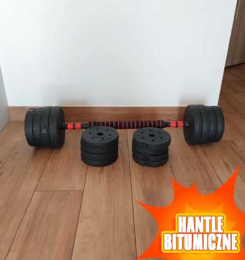 HANTLE REGULOWANE 2x10kg 20kg + SZTANGA ŁĄCZONA nowy zestaw hantli