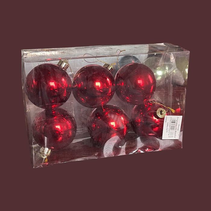 6 czerwonych bombek w oryginalnym opakowaniu