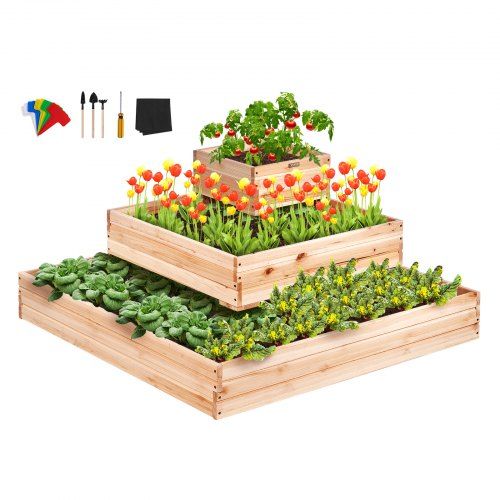 Canteiro elevado  113 x 113 x 51 cm caixa para plantas em madeira