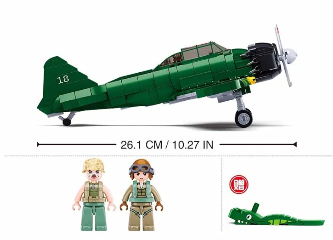Конструктор Sluban M38-B1108 Японский самолёт Mitsubishi Zero A6M