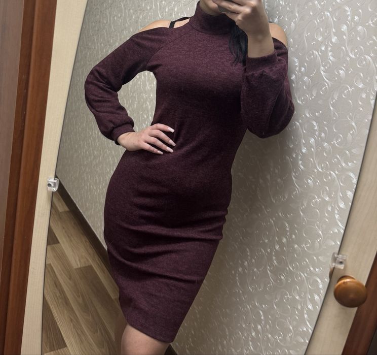 Плаття бордове тепле