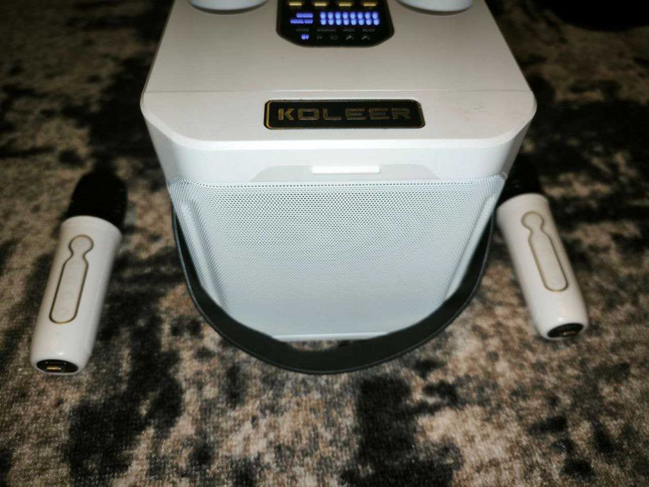 Караоке Bluetooth колонка Koleer с 2-мя микрофонами