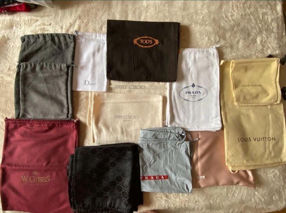 Оригинальные пыльники, пакеты от известных брендов.