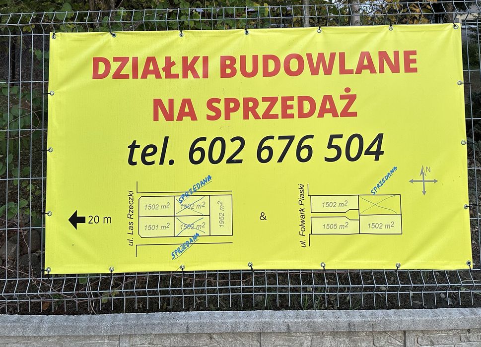 Ostrowiec Św. Działki Budowlane ul.Folwark Piaski i Las Rzeczki 1500m2