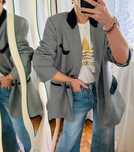 marynarka pepitka oversize retro