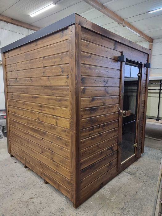 Sauna ogrodowa fińska piec elektryczny Harvia oświetlenie LED