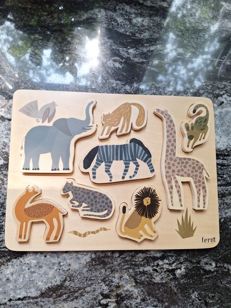 Układanka drewniana ze zwierzątkami - Puzzle Safari ferm LIVING