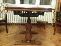 Ławo-Stół retro rozkładany z regulacją wysokości, drewniany