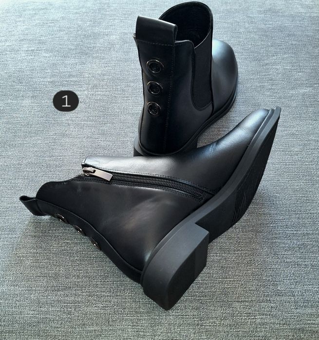 Жіночі натуральні шкіряні челсі осінні черевики чорні  36 40 41 42